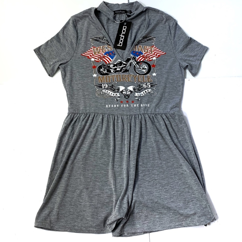 NWT Boohoo Grey “Ready For The Ride” Soft Romper